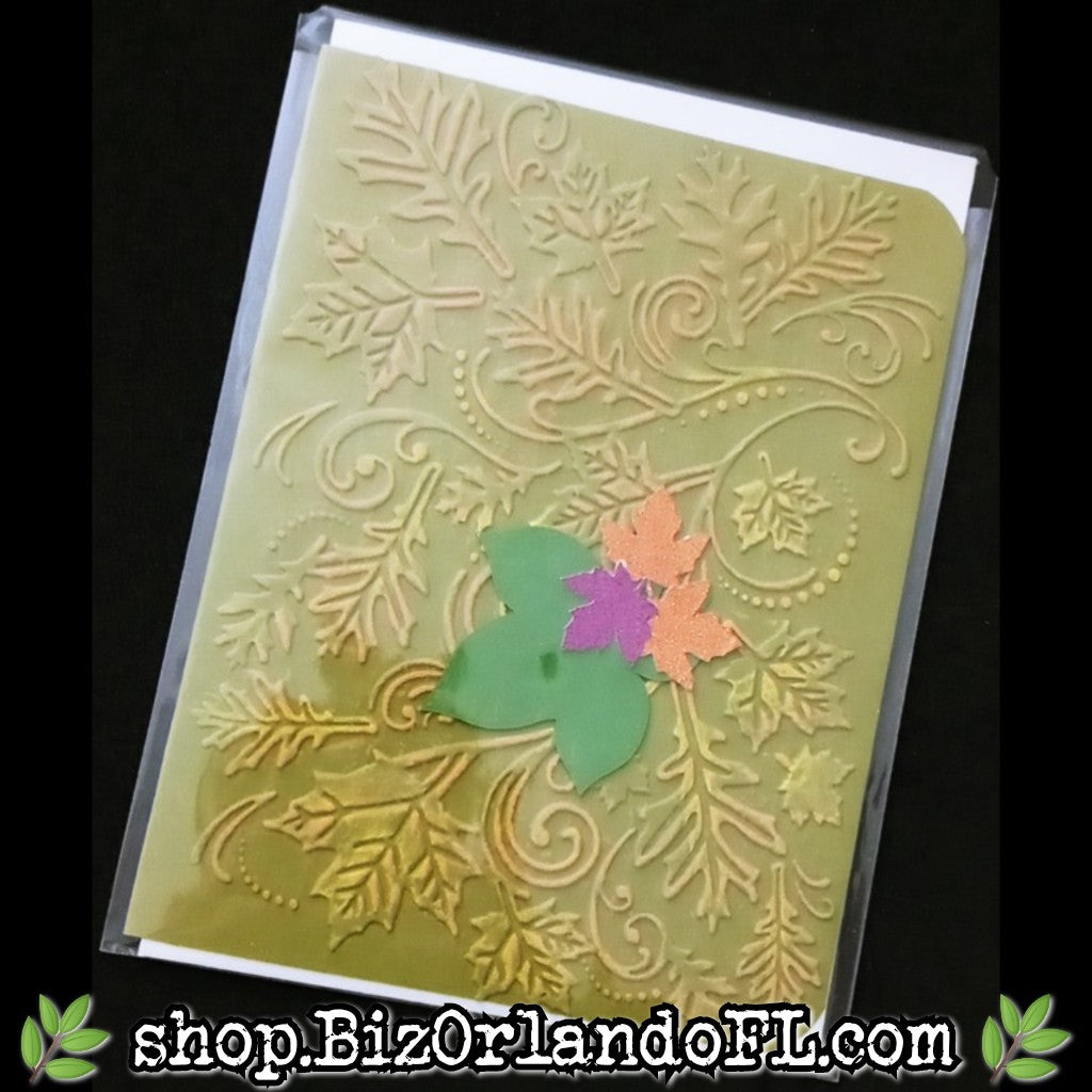 ALL OCCASION: Fall Theme (Green) Handmade Greeting Card by Local Artisan